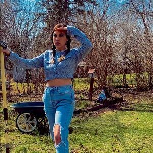 Wild Honey polyester long sleeve crop cardigan